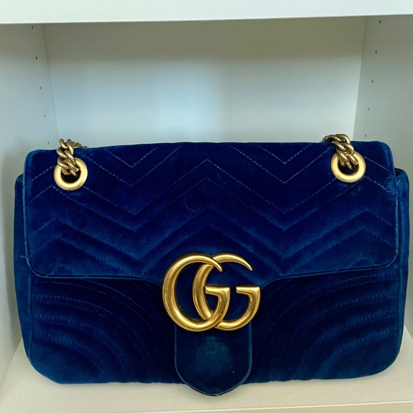 Gucci Marmont bag in blue velvet - Picture 1 of 6
